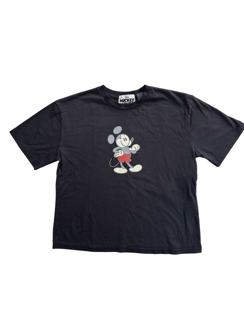 Disney Black Tee with Vintage Mickey Mouse Graphic, XS